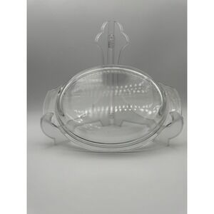 VTG Anchor Hocking Clear Glass Oval Casserole Dish Lid Replacement w/Handles
